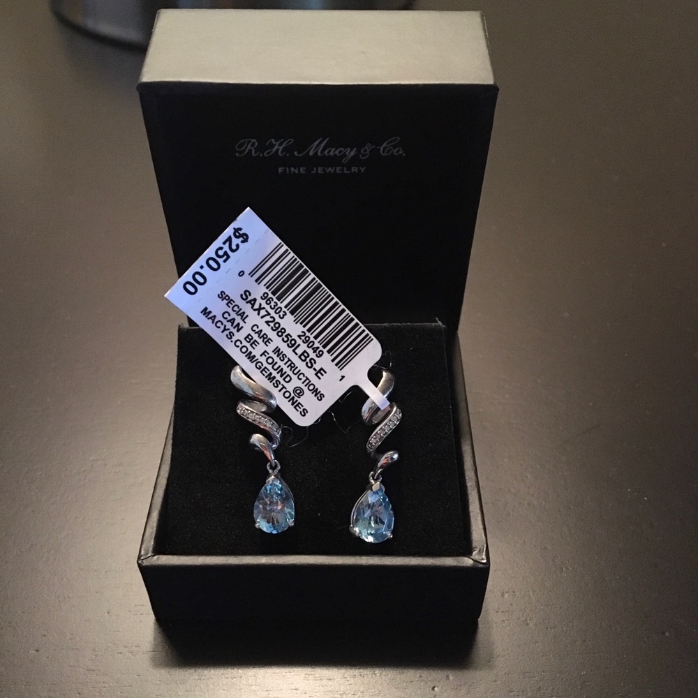 Sterling Silver with Aqua Gemstone Earrings